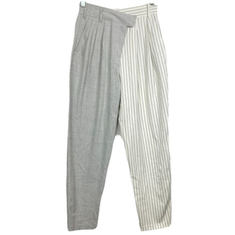 Bershka Tailored Dress Pants Sz 2 Gray White Plaid Stripes Trousers Crossover